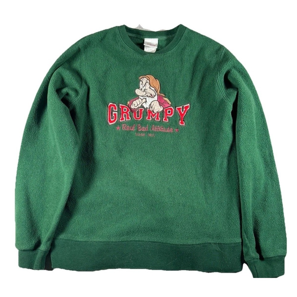 Vintage Disney Grumpy Sweatshirt Small Green Graphic Pullover Crewneck 90s
